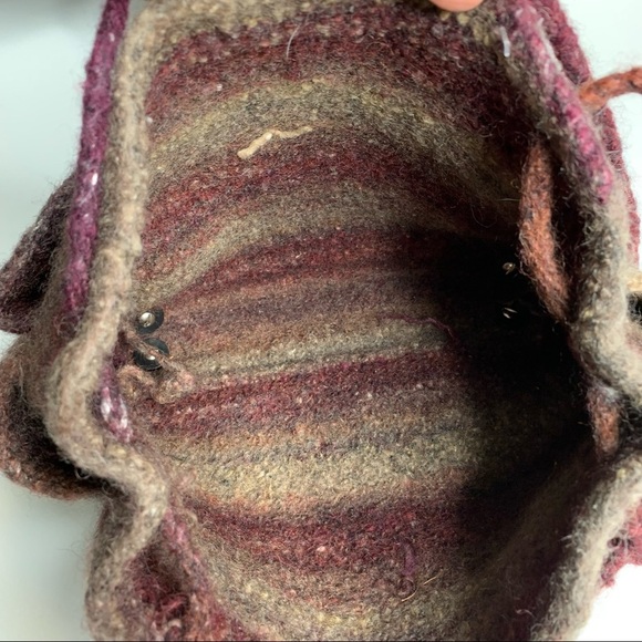 Artisan Handmade Ombre Brown Felted‎ Wool Yarn Purse Shoulder Bag - Picture 4 of 9